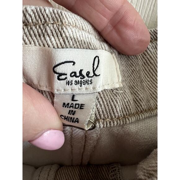 EASEL Women's 100% Cotton Twill Slouchy Checkerboard Check Jumper Overalls Sz L - Picture 9 of 13